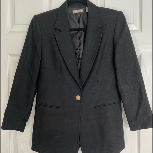 Nordstrom Black Silk Blazer with Gold Button | Petite 2 - Picture 2 of 7